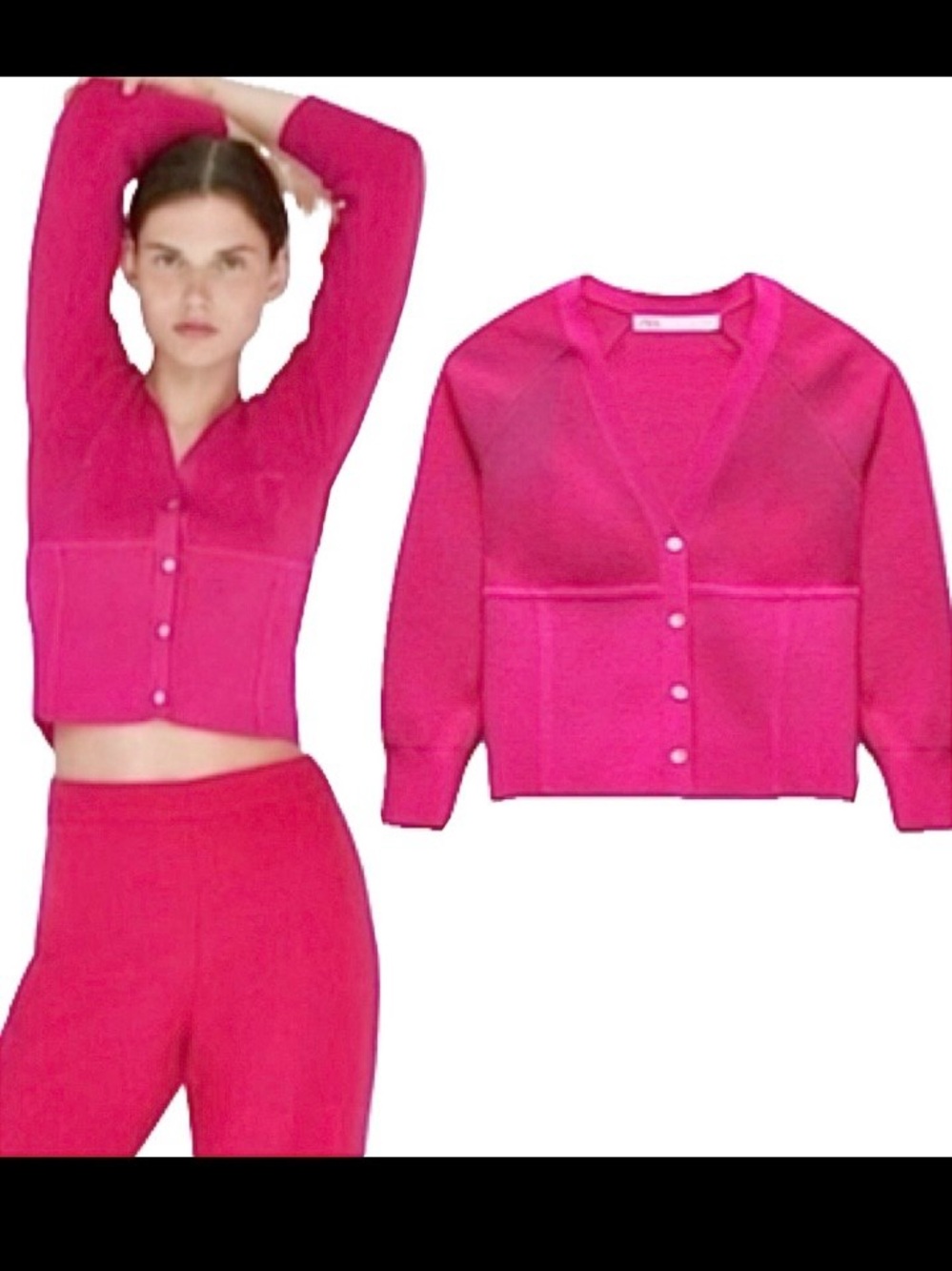 Zara Pink Cropped Cardigan Fit Sweater